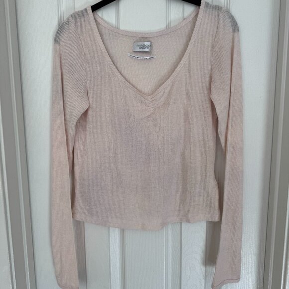 EUC, UO Out From‎ Under Ribbed Notch Neck Baby Pink Shirt, Size L - Picture 1 of 15
